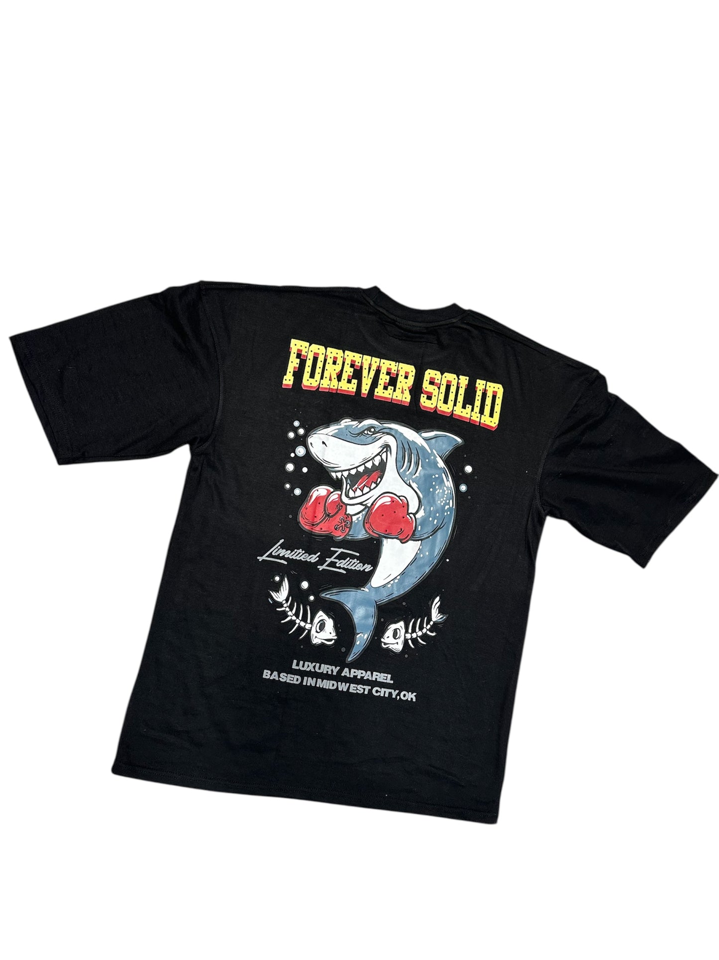 FOREVER SOLID SHARK TEE W/BLACK RHINESTONES